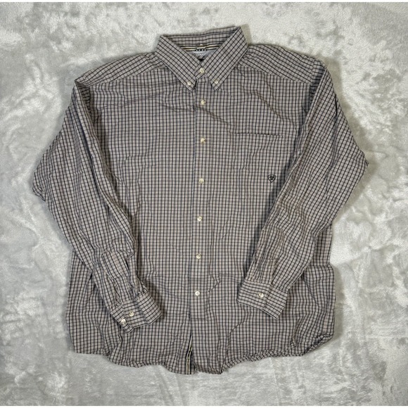 Ariat Pro Series Shirt Mens XL Brown Plaid Button Up Long Sleeve Ranch‎ Western - Picture 1 of 9